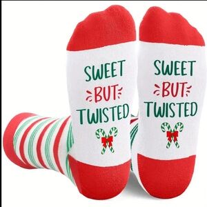 Festive Red and White Striped Socks